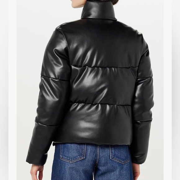 Plus Size Puffer Jacket Black Vegan Leather Fully Lined Pockets Womens 4X NEW - Picture 10 of 16
